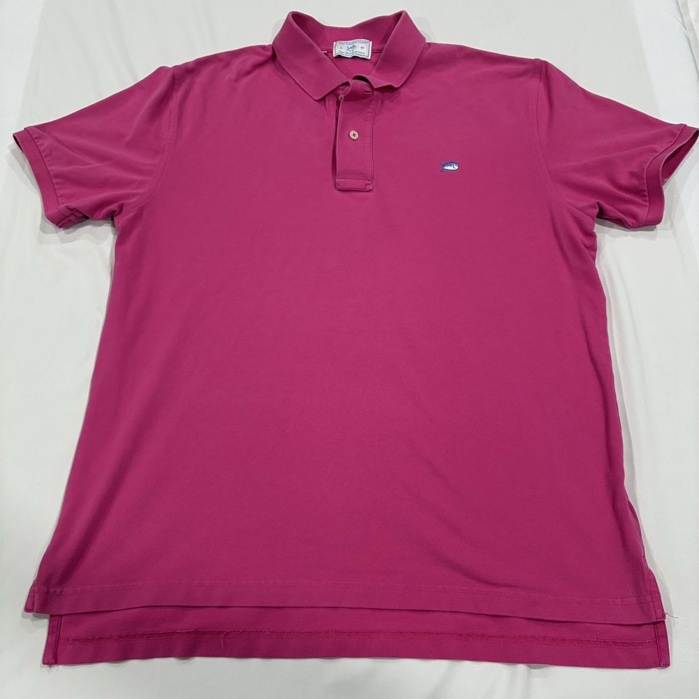 Men's Southern Tide Skipjack Polo Size Large Pink Preppy Fishing‎ Beach